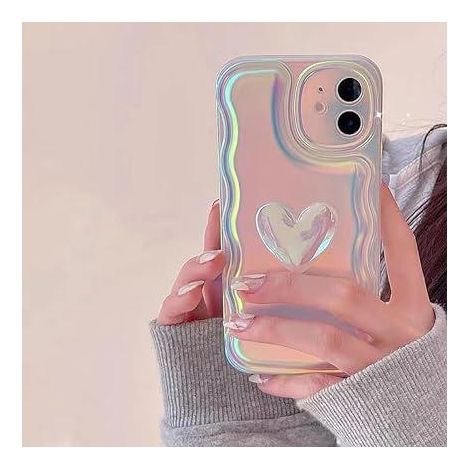 Coque iPhone 14 Pro avec Cœur Rose Laser Décor, Ensemble Soleil Multicolore (1/5)