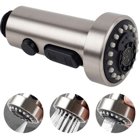 BARKBUSTERS Buse de et d'évier de cuisine à 3 fonctions et de pulvérisateur de tuyau extractible uniquement adapté au connecteur G1/2-nickel brossé (1/5)