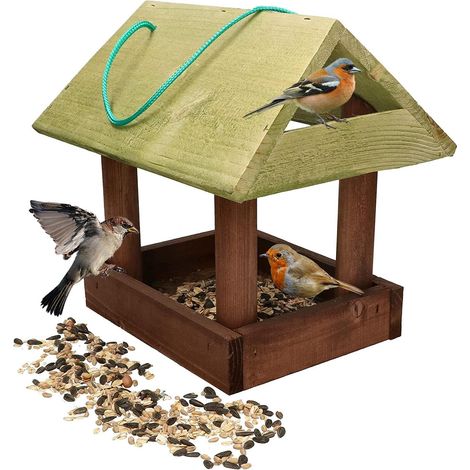 KOTARBAU Mangeoire à oiseaux en bois naturel à suspendre avec doublure 0,5 kg (1/5)