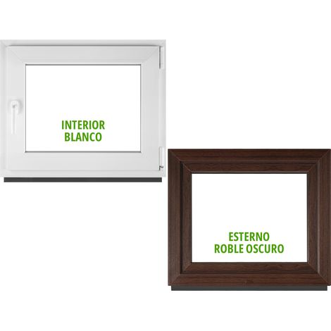 Ventana PVC BauPlaza 120 x 60 cm (Ancho x Alto) Oscilobatiente  Apertura Derecha – Roble Oscuro Exterior / Blanco Interior – Doble Acristalamiento (1/5)