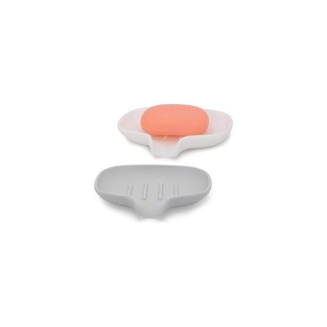 (Gris + Blanco) Juego de 2 jaboneras de ducha con drenaje automático para lavado de manos en ducha/baño/cocina