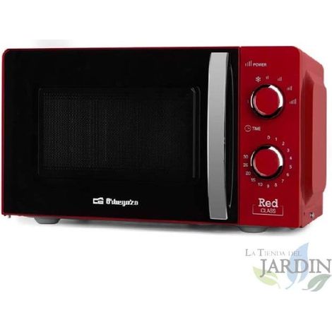 Micro-ondes 20 L Orbegozo Rouge MI2121. Puissance 700W. 6 niveaux de puissance.  Minuterie 30 min