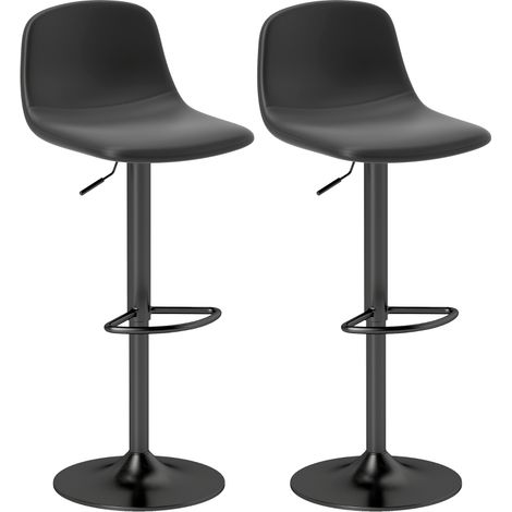 Tabouret, antidérapant, avec repose-pieds, noir, pour maison et usage quotidien, faux cuir, assise d’appoint, pour salon entrée chambre