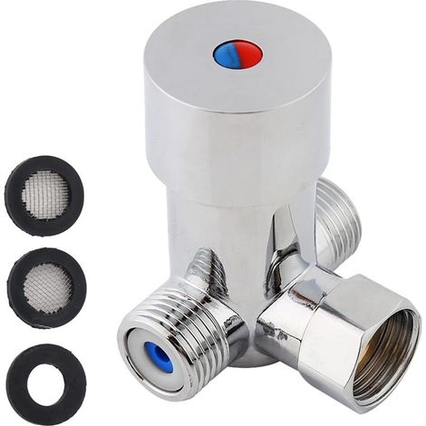 Hot and Cold Water Valve, Super Practical G1/2 Automatic Hot and Cold Water Mixing Valve, Thermostatic Mixer Temperature Control (1/5)