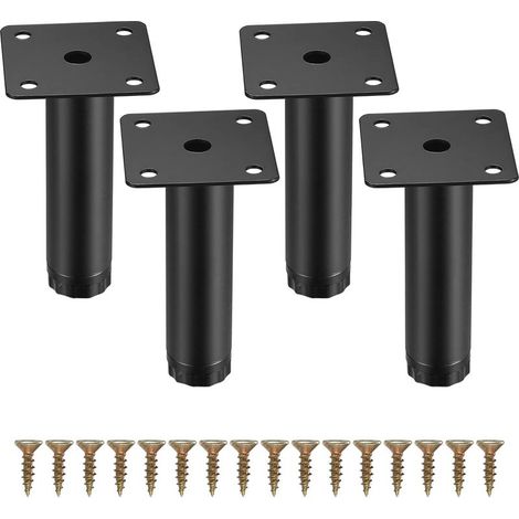 4 Pièces Pieds de Meuble, 10 cm/4 Pouces Pieds de Meubles Réglables, Pieds de Support en Fixation en Métal pour Meubles/Table/Chaise/Bureau/Cuisine/Armoire/Canapé (1/5)