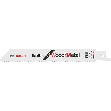 Lame de scie-sabre S 922 HF, Flexible for Wood and Metal, lot de 2 Bosch Accessories 2608656039 Long