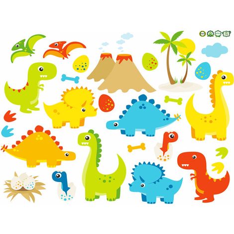 Autocollant Mural Dinosaure - Décoration Murale Enfant Chambre - Autocollant Vitre PVC 50 x 60 cm (1/5)