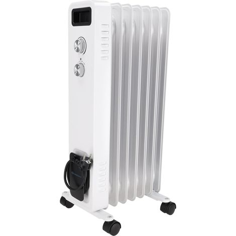 Radiateur à bain d’huile 1500 W avec 7 éléments chauffants, chauffage d’appoint électrique mobile avec thermostat réglable, radiateur silencieux pour salon, chambre ou bureau (1/5)