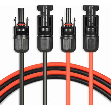 Trywise Câble d'extension solaire 6mm²/10AWG, Câble solaire 6m/20FT avec connecteur femelle et mâle Kit de câble pour panneau solaire Câble photovoltaïque pour panneaux solaires Systèmes photovoltaïqu (1/4)