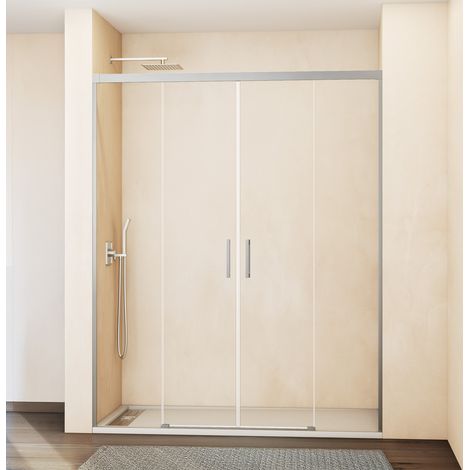 PAROI DE DOUCHE 2 FIXES + 2 COULISSANTS 132-142 cm. MODÈLE: BASICA NICKEL (1/5)