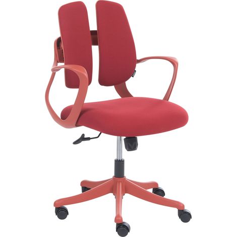 Office Chair Red Fabric Swivel Tilting Backrest Height Regulation Armrests Modern ORIVO