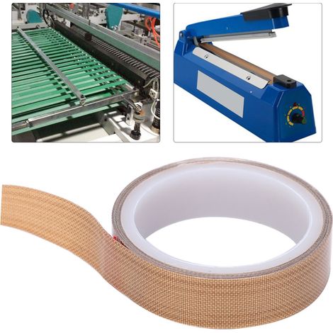 Ruban téflon haute température, tissu téflon haute température thermo-isolant, machine à sceller, ruban isolant résistant à la chaleur, épaisseur 0,18 mm × largeur 25 mm × longueur 10 m (1/5)