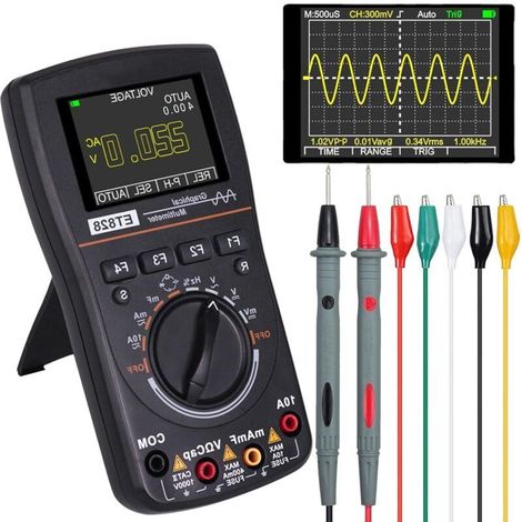 Oscilloscope multimètre LED professionnel 2,4 pouces Écran de couleur ET828 Haute résolution 2.5 Témlement d'échantillonnage MSPS TESTAGE Intelligent Oscilloscope numérique Graphical