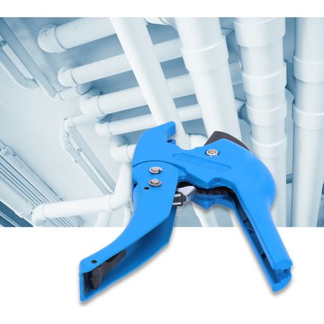 Coupe-tubes PVC à cliquet avec boucle, outil de plomberie manuel bleu (1/5)