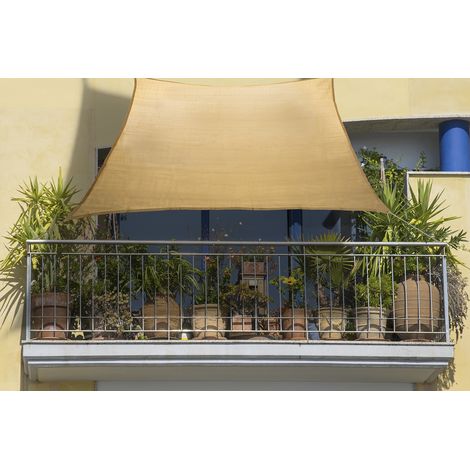 Balkon-Sonnensegel 270 x 140cm weizen aus Schattierungsgewebe HDPE