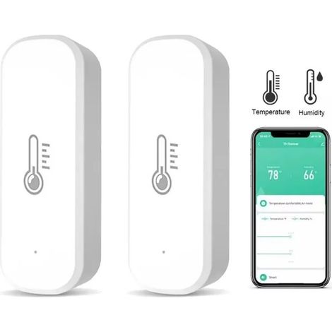 Lot de 2 Zigbee Thermomètres Hygromètre avec enregistrement d'application, rappel de batterie faible, capteur intelligent fonctionne avec , Google Home (1/5)