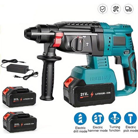 Marteau perforateur rotatif sans fil 27mm SDS-Plus Brushless Makita 18V kit professionnel 3 modes avec 2 batteries lithium (1/5)