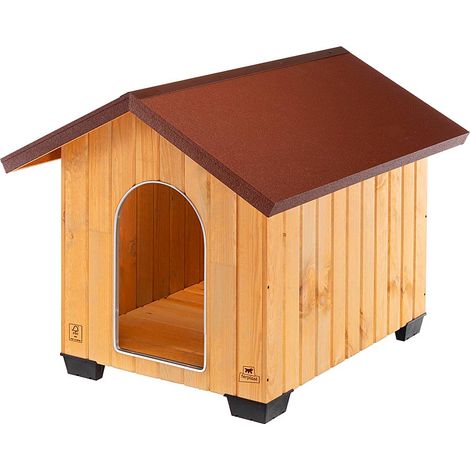 Niche pour chiens en bois FSC – Dimensions 89,5 x 111,5 x h 90 cm – Isolation thermique et protection intempéries – Toit en pente imperméable – Ferplast (1/8)