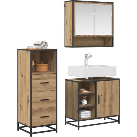 Maison Exclusive - Set di mobili per il bagno con porta 3 pcs Rovere artigianale (1/5)