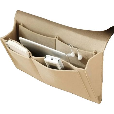 Organizer da appendere, in feltro, design salvaspazio, colore bianco sporco. (1/2)