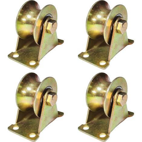 4 Pièces Poulie de Levage Mouflage, Roulette Rail Portail Coulissant, Roulette de Levage, Roue Simple Gorge U pour Cordes, Machines Industrielle, Portail Coulissant, 300kg (48mm-4 Pièces) (1/5)
