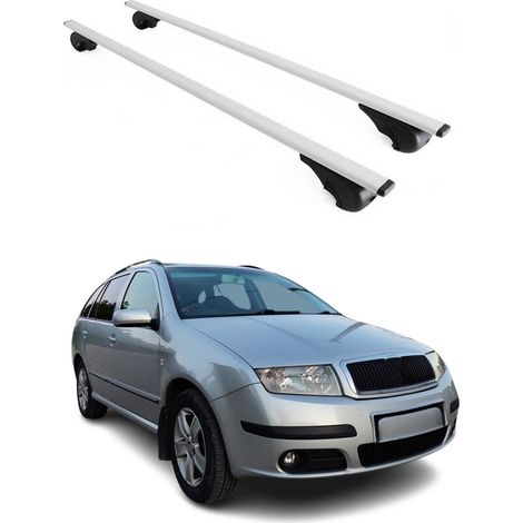 OMAC Dachträger Querträger für Skoda Fabia I Kombi 1999-2007 – Abschließbar – Max. 75 kg – 2 Stangen Stahl Silber (1/5)