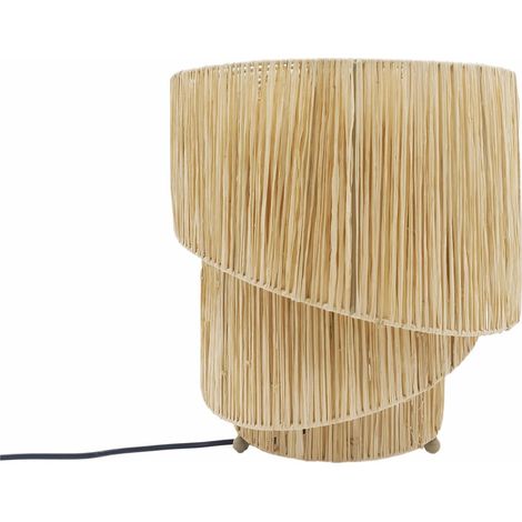 Lampe de table en raphia naturel design bohème élégant - Naturel raphia clair (1/3)