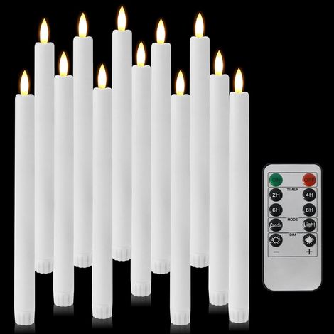 12 Bougie LED, Flamme vacillante, Télécommande, Minuterie, Décoration Noël.