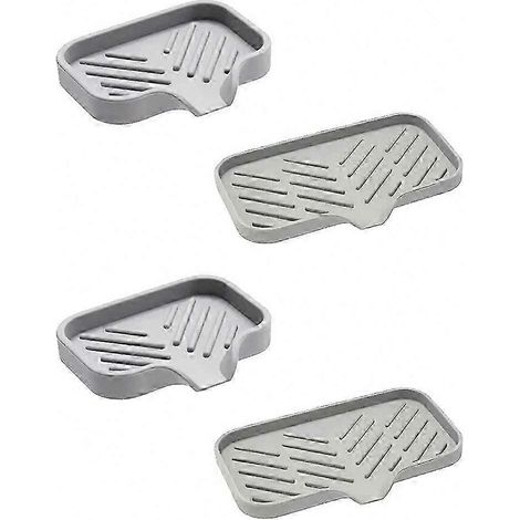 Organisateur d'évier avec égouttoir, plateau de comptoir en silicone pour ranger savon, éponge et brosses. (1/5)