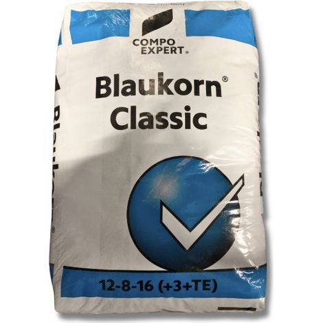 Engrais minéral Blaukorn classic 25 kg – Forte teneur en potasse et phosphate – Granulés bleus – Pour horticulture et jardins – Compo Expert (1/4)