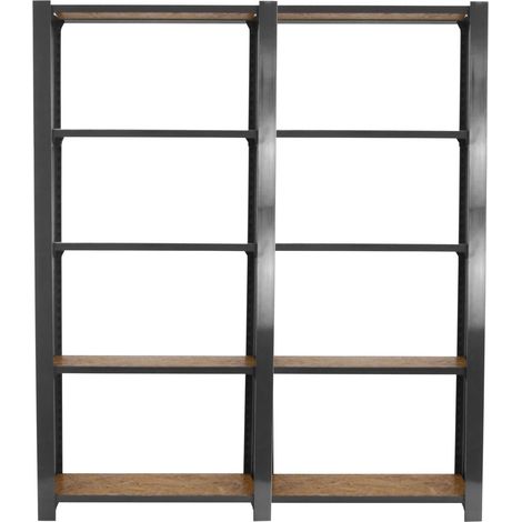 OFFICLICK Étagère 5 étagères en métal sans vis (210x160x30cm) GRIS ET OSB (1/5)