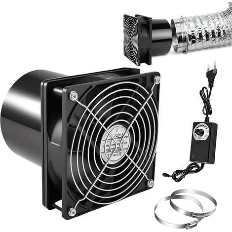 Extracteur d'Air 100mm, 6000RPM Ventilation Extracteur Dair avec Régulateur de Vitesse, 12 V Extracteur d'air Ventilateur Tube avec Grille de Protection, pour Cuisines Salles de Bain Sous-sol (1/5)