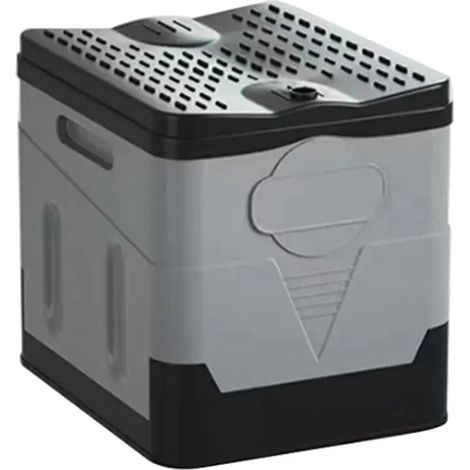 Toilettes de voiture pliables, robustes et portables, idéales pour les voyages d'urgence, le camping et les excursions en pleine nature (noir et gris). (1/4)