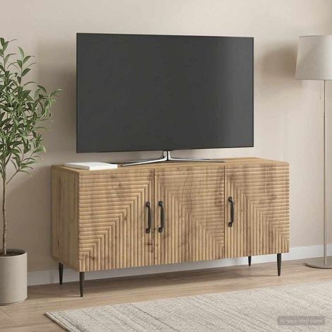 Meuble TV vintage 99 x 34,5 x 50 cm en bois d’ingénierie, chêne artisanal - PANGIVO (1/5)