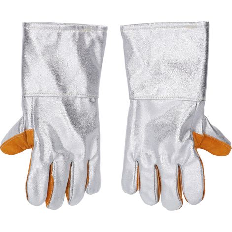 paire de gants de soudage en cuir de vachette résistants à la chaleur et au feu, avec protection en feuille d'aluminium. (1/5)
