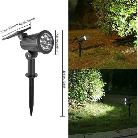 (Lot de 2 - Blanc) Projecteur solaire orientable à 9 LED, étanche IP65, pour éclairage extérieur paysager et mural. (1/5)