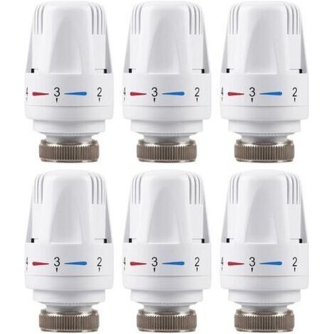 Pair Lot de 6 Tête de Thermostatique M30 x 1,5, Valves Thermostatiques pour Radiateur, Tête de Remplacement de Vanne de Thermostat de Radiateur pour Maison Bureau (1/4)