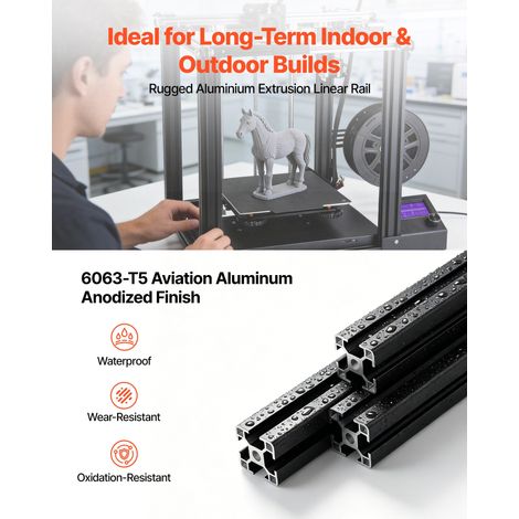 Profilé Aluminium Extrudé 3030 6 PCS Profilé Alu Anodisé 2000 mm Rainure en T Standard Européen pour Châssis d'Imprimante 3D, Machi… (1/5)