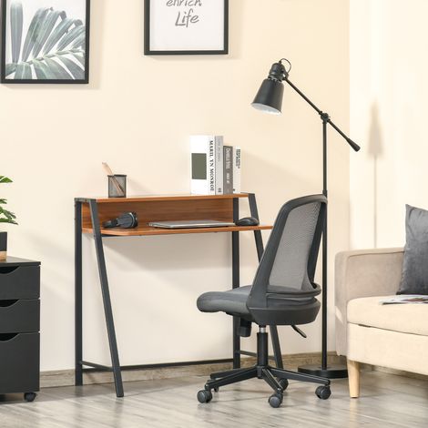 Bureau informatique 84x45x85 cm en MDF noyer, gain de place pour bureau FloraGrace (1/5)