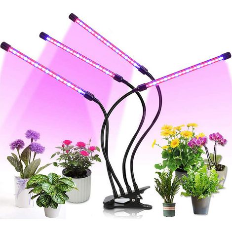 Aqrau Eclairage horticole,Lampe centrale de jardinage intérieur, gradation 3/6 / 12h, avec clip quatre tubes (1/5)