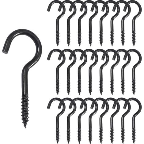 Schraubhaken, Deckenschraubhaken, Edelstahl-Schraubhaken für die Wand, geeignet für den Innen- und Außenbereich, Schlüssel, Lichterketten, Weihnachtsdekorationen (40 mm – 25 Stück)