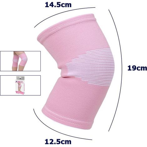 TrAdE Shop Traesio - Coppia Ginocchiere Fascia Elastica Anallergica Lavabile Per Bambini Rosa Tg. M -