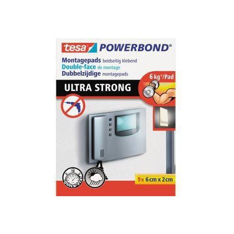 Pastille adhésive double-face tesa® Powerbond tesa 55790-00001-00 blanc (L x l) 60 mm x 20 mm caoutc (1/4)