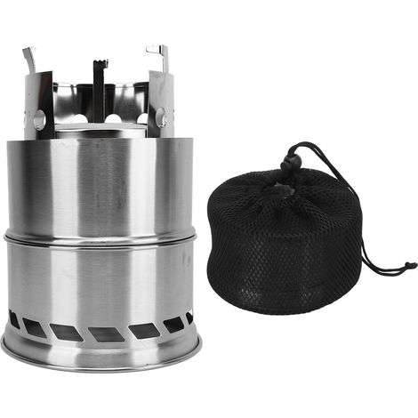 Poêle à bois extérieur en acier inoxydable pour barbecue, chauffage au charbon de bois, avec support haut pour camping (1/5)