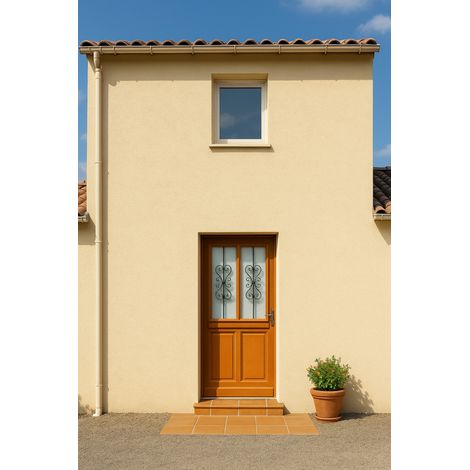 Porta d'ingresso in legno smaltato, Syrah, H.215xl.90 p.sinistra + Maniglia E Botte (rif 010403FP) Lato tavolo