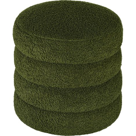Tabouret rond en polaire douce, jusqu'à 120 kg, Ø 40 x H 45 cm, vert
