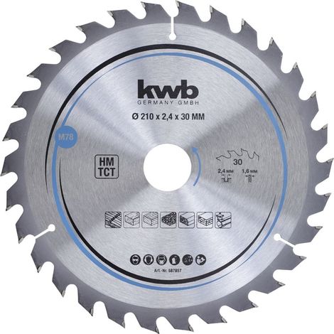 Hoja de sierra circular kwb 587857 carburo 210 mm 30 dientes (1/4)