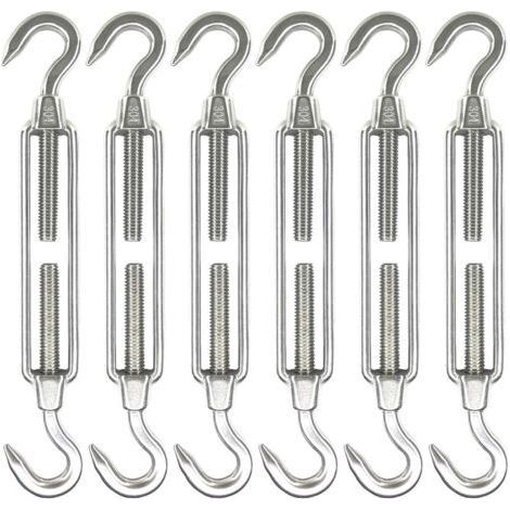 Set mit 6 M6-Klettverschlüssen aus Edelstahl, Beschläge für Sonnensegel, robuste Drahtseilspanner, rostfrei, C-zu-C-Spannvorrichtungen (1/5)