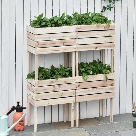 Jardinera elevada de madera maciza modular 50x30x60 cm OKMYHOME (1/5)