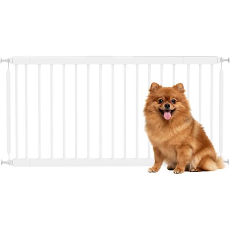 PawHut barrera de seguridad para perros pequeños extensible 67-93,5 cm, altura 45 cm, para puertas y escaleras, 2 extensiones 7/14 cm, blanco (1/5)